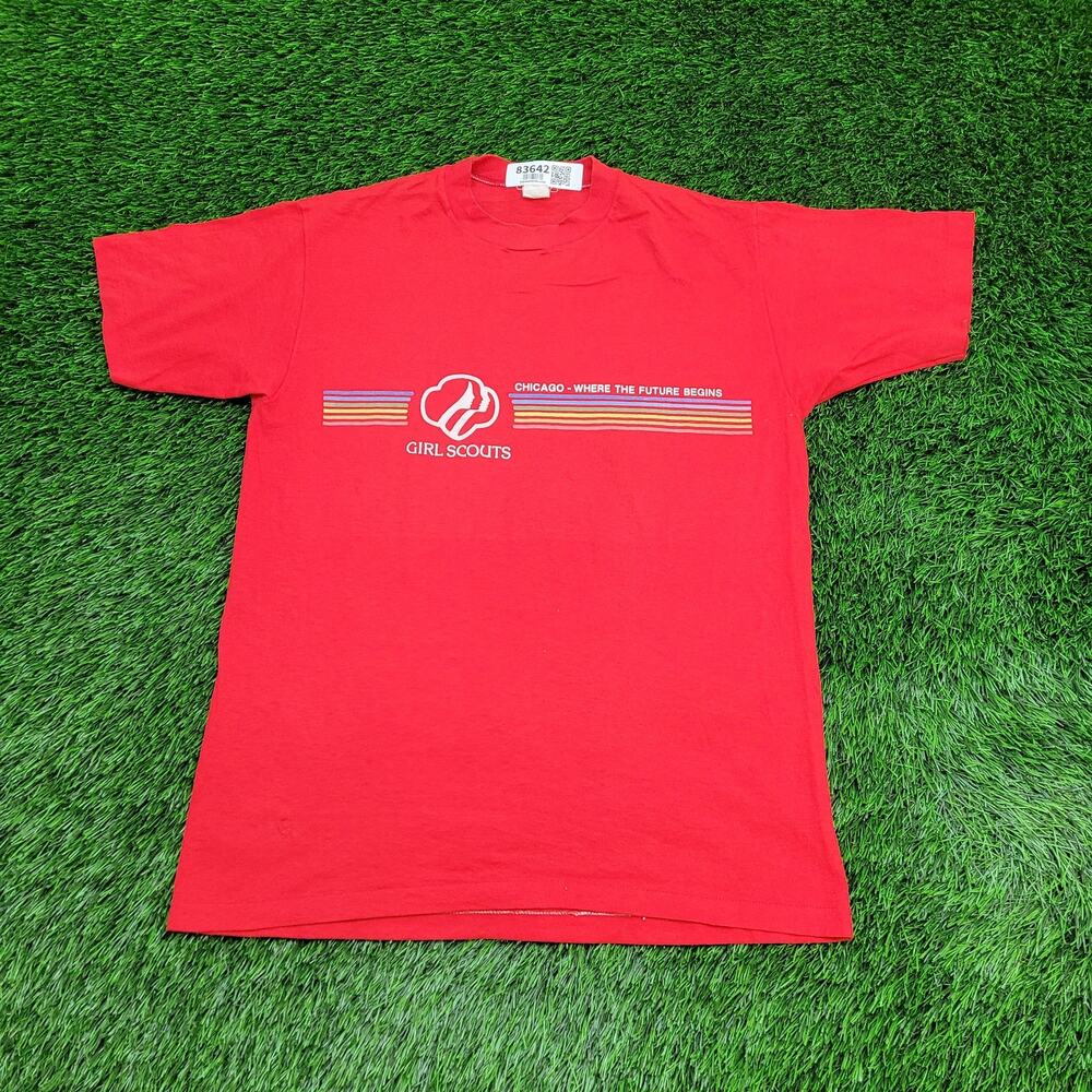 Vintage 80s Girl-Scouts Chicago Shirt Womens Large 20x27 USA